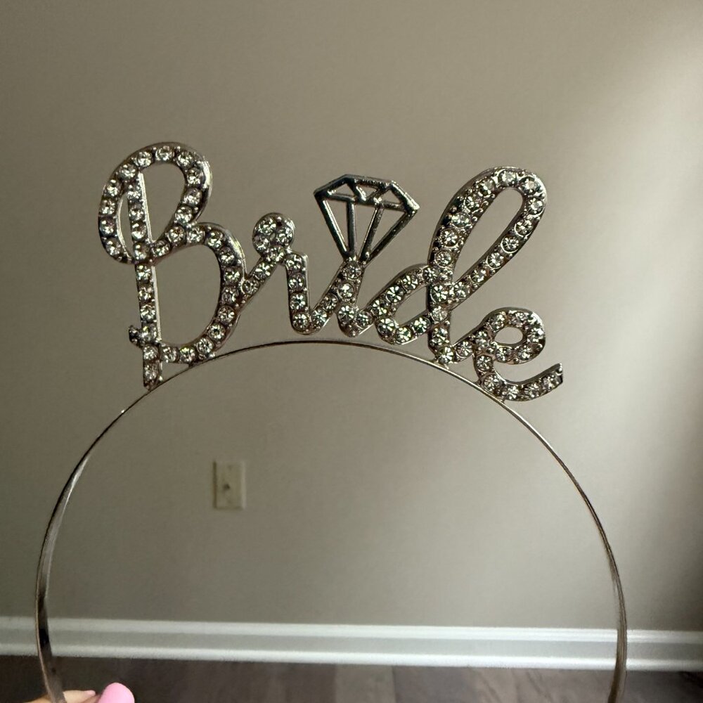 Bride Headband with Rhinestone Lettering - Picture 2 of 2